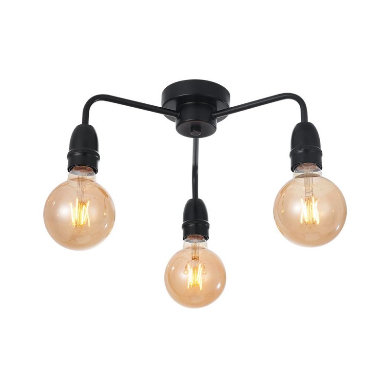 Cork Lighting-SF2312/3BL - Rion - Matt Black 3 Light Semi Flush