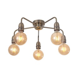 Rion - Antique Brass 5 Light Semi Flush