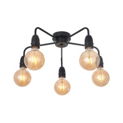 Rion - Matt Black 5 Light Semi Flush