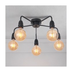 Rion - Matt Black 5 Light Semi Flush