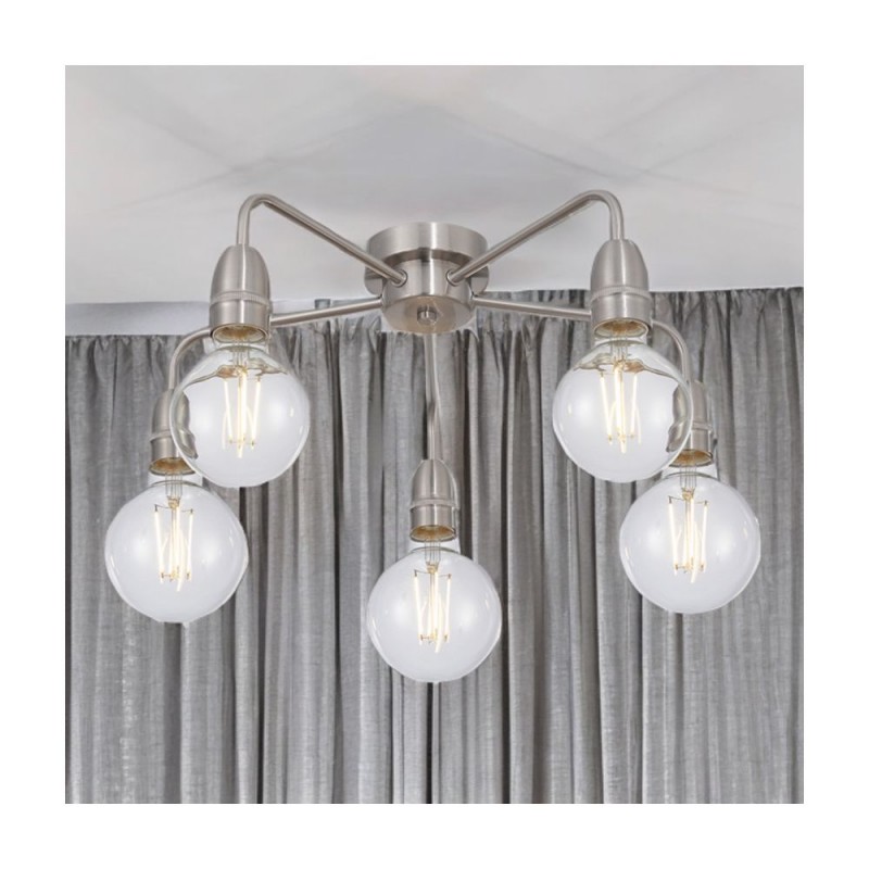 Cork Lighting-SF2312/5SN - Rion - Satin Nickel 5 Light Semi Flush