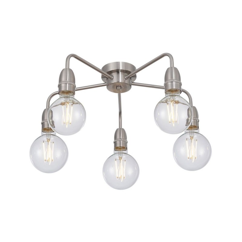 Cork Lighting-SF2312/5SN - Rion - Satin Nickel 5 Light Semi Flush