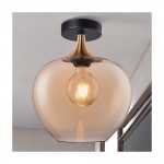 Berkley - Black & Bronze Semi Flush with Amber Glass