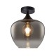 Cork Lighting-SF2522/1BLK - Berkley - Black Semi Flush with Smoked Glass