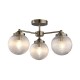 Cork Lighting-SF3075/3AB - Aura - Antique Brass 3 Light Semi Flush with Clear Ribbed Glass IP44