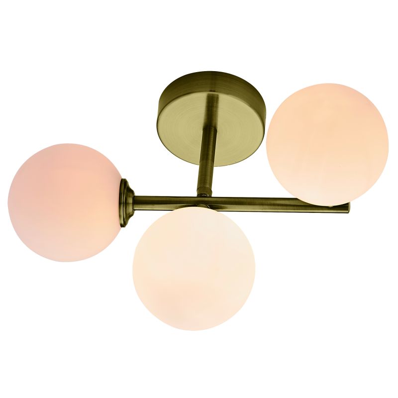 Cork Lighting-SF322/3AB - Mini Globe - Antique Brass with Glass Globe 3 Light Semi-Flush
