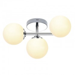 Mini Globe - Polished Chrome 3 Light Semi-Flush with Opal Glasses