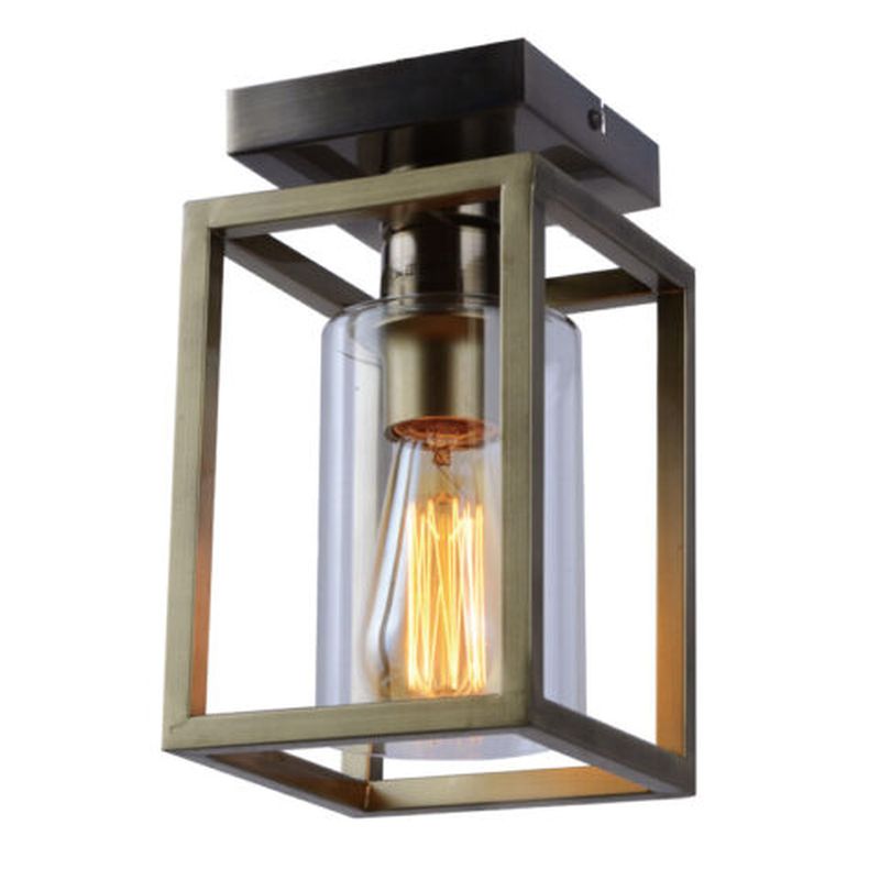 Ceiling Lights - Hampton - Antique Brass Lantern Flush Cork Lighting-SF3366/1AB - Hampton - Antique Brass Lantern Flush