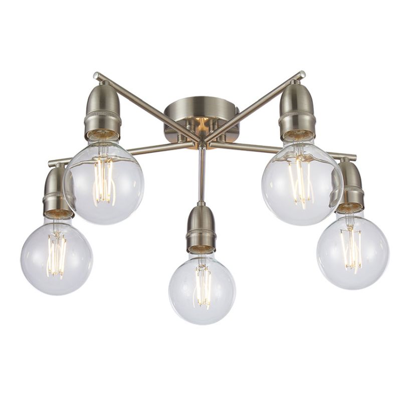 Cork Lighting-SF4120/5SN - Venus - Satin Nickel 5 Light Flush