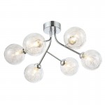 Nasa - Chrome 6 Light Flush with Chrome Wire & Clear Glass Nasa - Chrome 6 Light Flush with Chrome Wire & Clear Glass