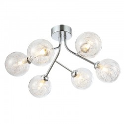 Nasa - Chrome 6 Light Flush with Chrome Wire & Clear Glass Nasa - Chrome 6 Light Flush with Chrome Wire & Clear Glass
