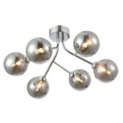 Nasa - Chrome 6 Light Flush with Smoked Mirrored Glass Nasa - Chrome 6 Light Flush with Smoked Mirrored Glass