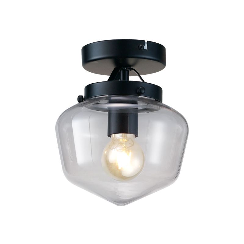 Cork Lighting-SF4911/1BL - Richmond - Black Semi Flush with Clear Glass