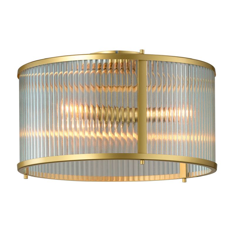 Cork Lighting-SF5018/4GLD - Carter - Painted Gold 4 Light Flush with Ribbed Glass