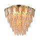 Cork Lighting-SF5075-5SB - Amberosia - Brass 5 Light Semi Flush with Amber & Frosted Glass
