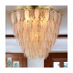 Cork Lighting-SF5075-5SB - Amberosia - Brass 5 Light Semi Flush with Amber & Frosted Glass
