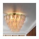 Cork Lighting-SF5075-5SB - Amberosia - Brass 5 Light Semi Flush with Amber & Frosted Glass