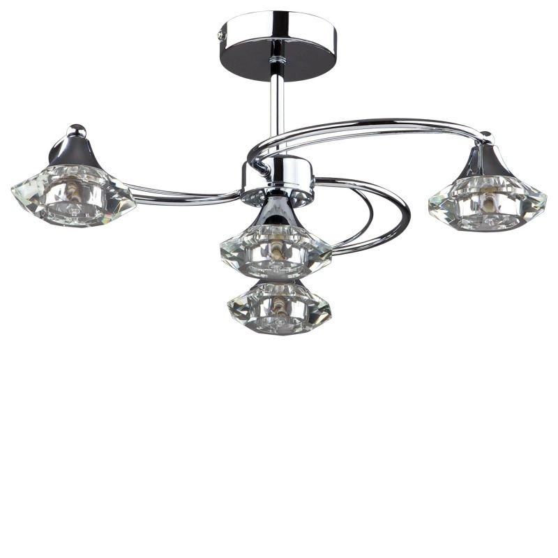 Ceiling Lights - Goslar - Polished Chrome with Crystal 4 Light Semi-Flush Cork-Lighting-SF6040/4CR - Goslar - Polished Chrome with Crystal 4 Light Semi-Flush