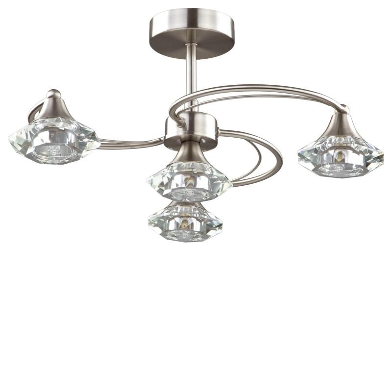 Ceiling Lights - Goslar - Satin Nickel with Crystal 4 Light Semi-Flush Cork-Lighting-SF6040/4SN - Goslar - Satin Nickel with Crystal 4 Light Semi-Flush