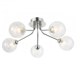 Nasa - Chrome 5 Light Flush with Clear Ribbed Glass Nasa - Chrome 5 Light Flush with Clear Ribbed Glass