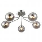 Nasa - Chrome 5 Light Flush with Smoked Mirrored Glass Nasa - Chrome 5 Light Flush with Smoked Mirrored Glass