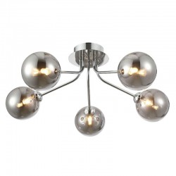 Nasa - Chrome 5 Light Flush with Smoked Mirrored Glass Nasa - Chrome 5 Light Flush with Smoked Mirrored Glass