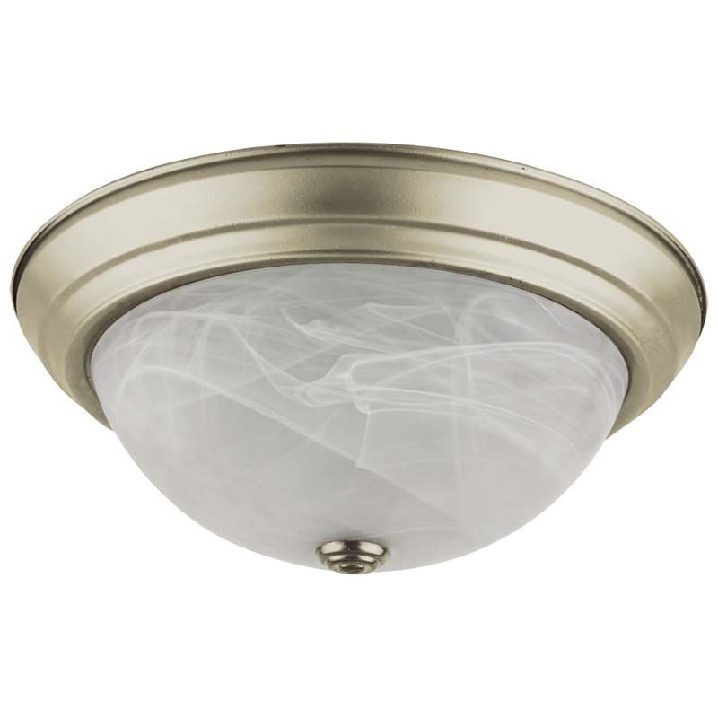 Cork Lighting-SF7040/ANT - Alveus - Antique Brass 2 Light Flush with Alabaster Glass