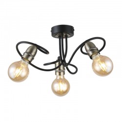 Trias - Black & Antique Brass 3 Light Semi Flush Trias - Black & Antique Brass 3 Light Semi Flush
