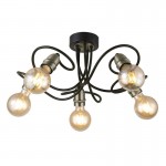 Trias - Black & Antique Brass 5 Light Semi Flush