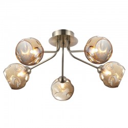 Rosie - Antique Brass 5 Light Flush with Amber Dimpled Glass Rosie - Antique Brass 5 Light Flush with Amber Dimpled Glass