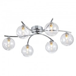 Blarney - Chrome 6 Light Flush with Clear Dimpled Glass Blarney - Chrome 6 Light Flush with Clear Dimpled Glass