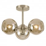 Globe - Antique Brass Semi Flush with Amber Glasses Globe - Antique Brass Semi Flush with Amber Glasses