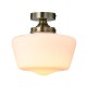 Cork Lighting-SFSCHGL/AB - School House - Antique Brass Semi Flush with White Glass IP44