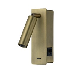 Focus - Antique Brass LED Reading Lamp with USB & C Charging Ports