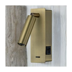 Focus - Antique Brass LED Reading Lamp with USB & C Charging Ports