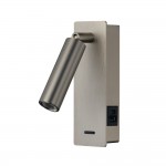 Focus - Satin Nickel LED Reading Lamp with USB & C Charging Ports