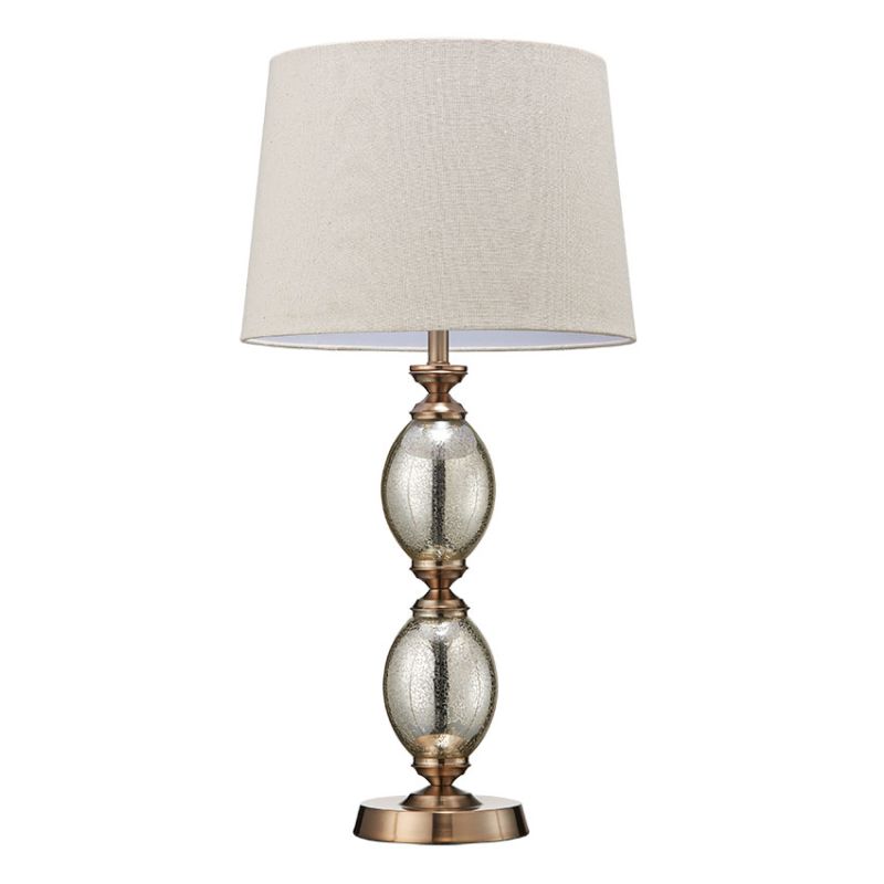 Cork Lighting-TL14324 - Mercury - Antique Brass & Mercury Glass Table Lamp with Natural Linen Shade