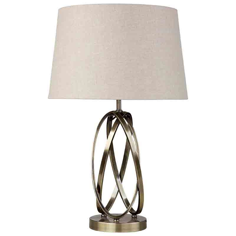 Cork Lighting-TL1506/14ANT - Casa - Antique Brass Table Lamp with Beige Shade