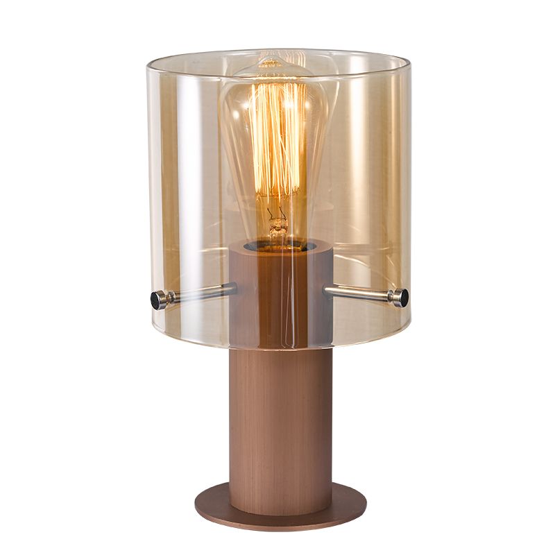 Cork Lighting-TL1607/1AMB - Vintage - Copper Table Lamp with Amber Glass