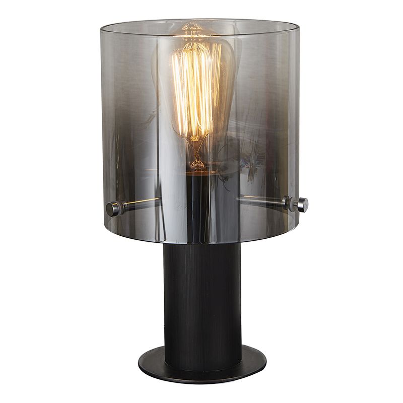 Cork Lighting-TL1607/1BL - Vintage - Black Table Lamp with Ombre Smoked Glass