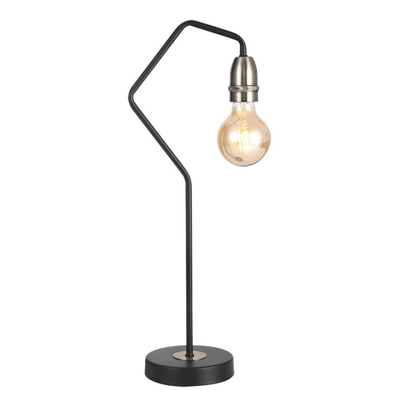 Cork Lighting-TL1966/BL+AB - Venus - Black & Antique Brass Table Lamp