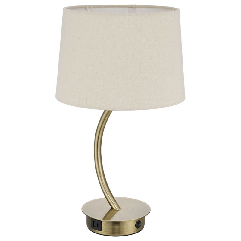 Cork Lighting-TL2024/AB - Tenaya - Antique Brass Table Lamp with Cream Shade and C & USB Socket