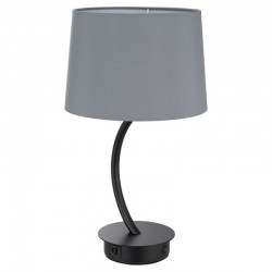 Tenaya - Black Table Lamp with Grey Shade and C & USB Socket Tenaya - Black Table Lamp with Grey Shade and C & USB Socket