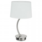 Tenaya - Satin Nickel Table Lamp with White Shade and C & USB Socket