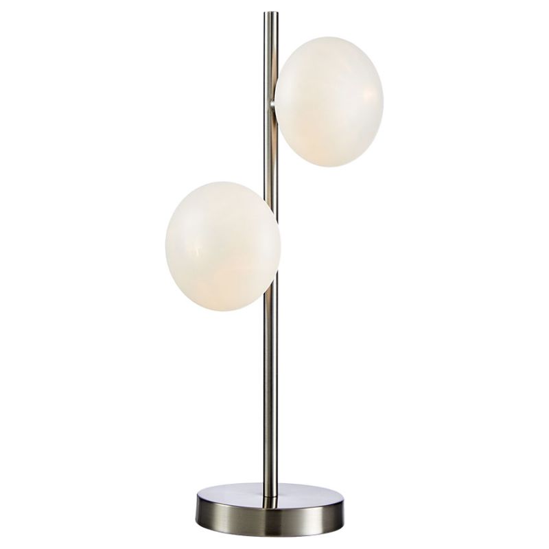 Cork Lighting-TL2138/2SN - Kosmo - White Glass & Satin Nickel 2 Light Table Lamp