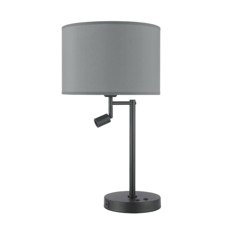 Cork Lighting-TL2156/3WBL - Ashley - Black Table Lamp with Reading LED & USB Socket