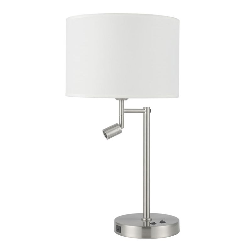 Cork Lighting-TL2156/3WSN - Ashley - Satin Nickel Table Lamp with Reading LED & USB Socket