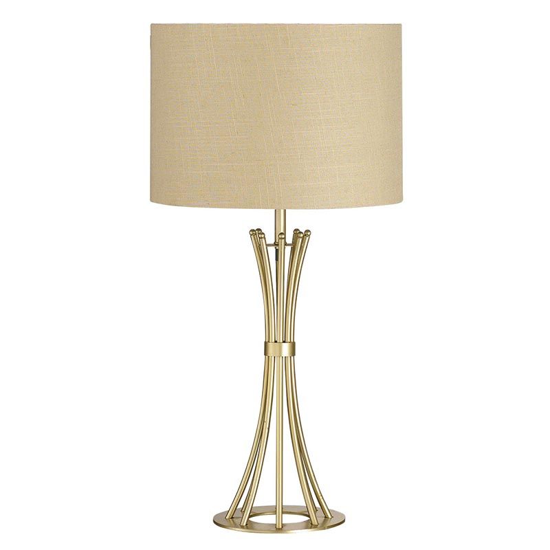 Cork Lighting-TL2316/CHAMP - Juliet - Champagne Table Lamp with Natural Linen Shade