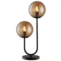 Taishan - Black 2 Light Table Lamp with Amber Glass