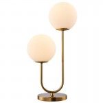 Taishan - Brushed Brass 2 Light Table Lamp with White Glass Taishan - Brushed Brass 2 Light Table Lamp with White Glass